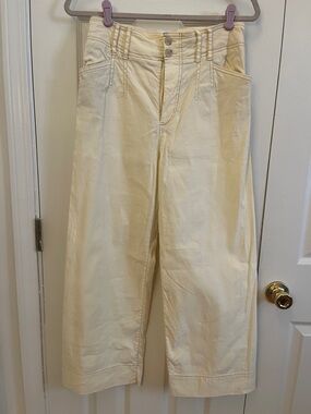 Anthropologie Wide-Leg Cream Pants